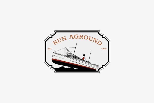 Logo design for Run Aground - a unique bar with a nautical theme inspired by the stories of ships that have run aground while traversing the waters
