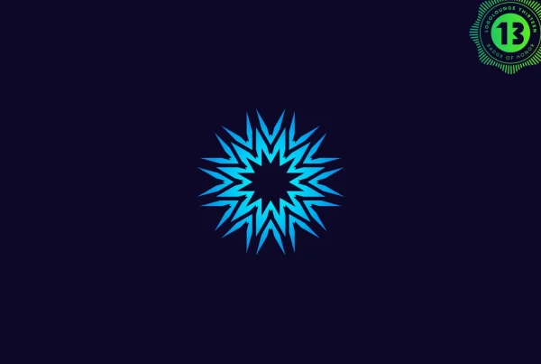 logolounge 13 published logo design featuring a 12-point reflecting star that represents a flare of light