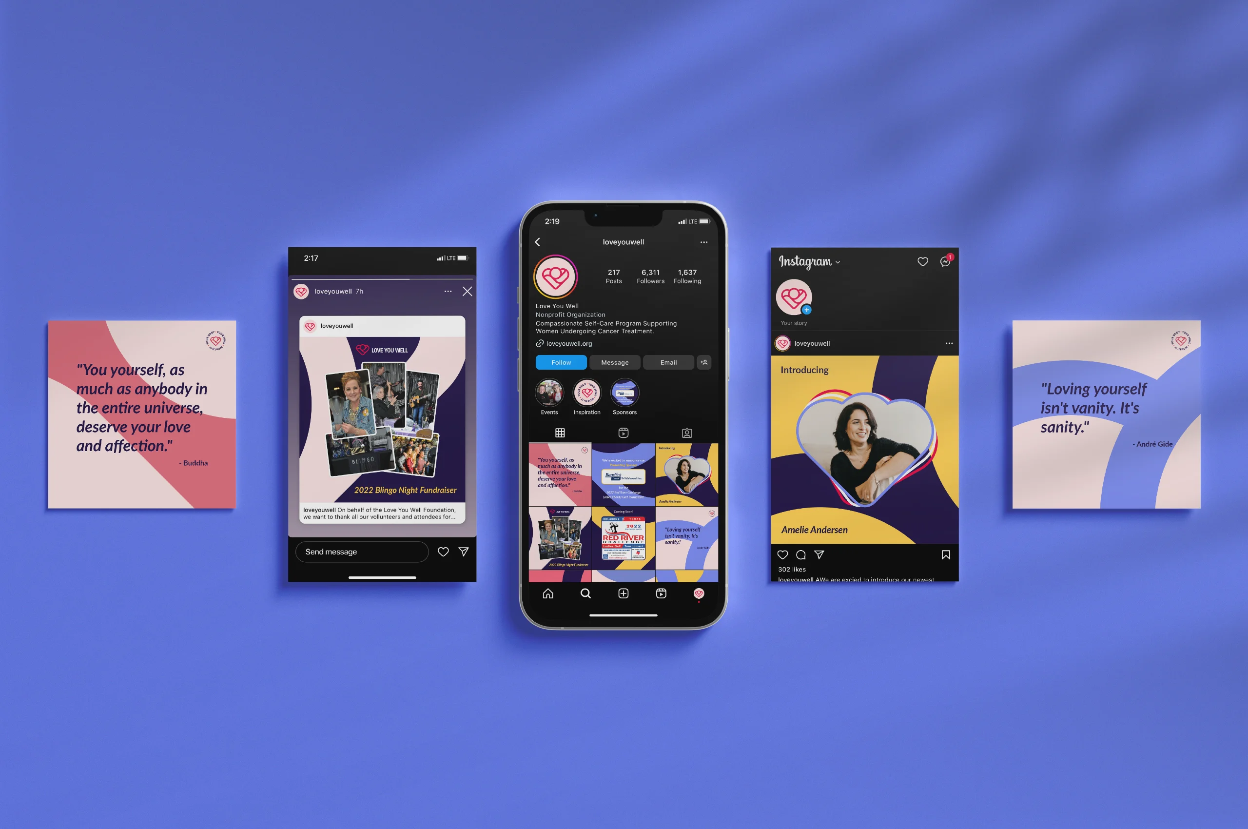 Love You Well nonprofit brand identity - social media identity design by zeropoint7 Studio